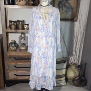 MOPOOGOSS Floral V-Neck Maxi Dress